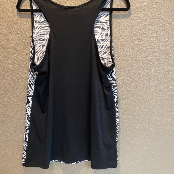 Black and white tank top with ruffle front and all black back. Like new. - Picture 3 of 3